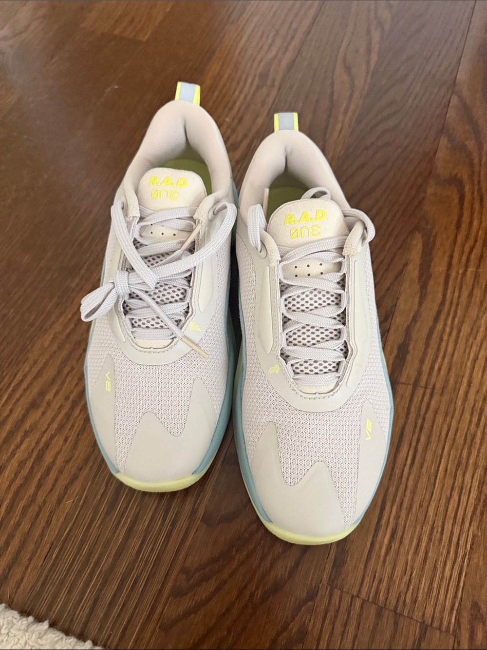 RAD Global Sneakers in light grey with Pastel Blue & Yellow Accents